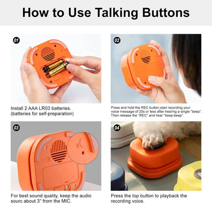 Dog Button Record Talking Pet Vocal Training Interactive Toy Bell