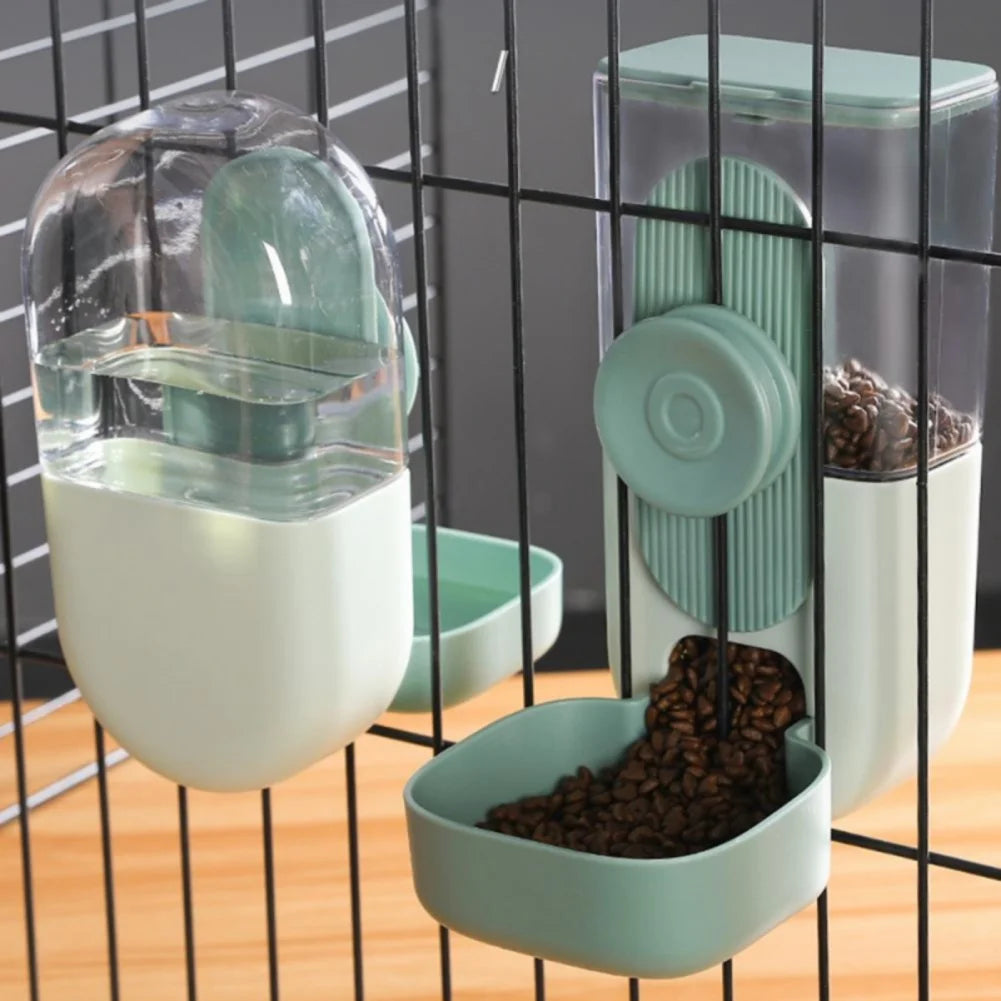 Automatic Pet Feeder Cage Hanging Bowl Water Bottle Food