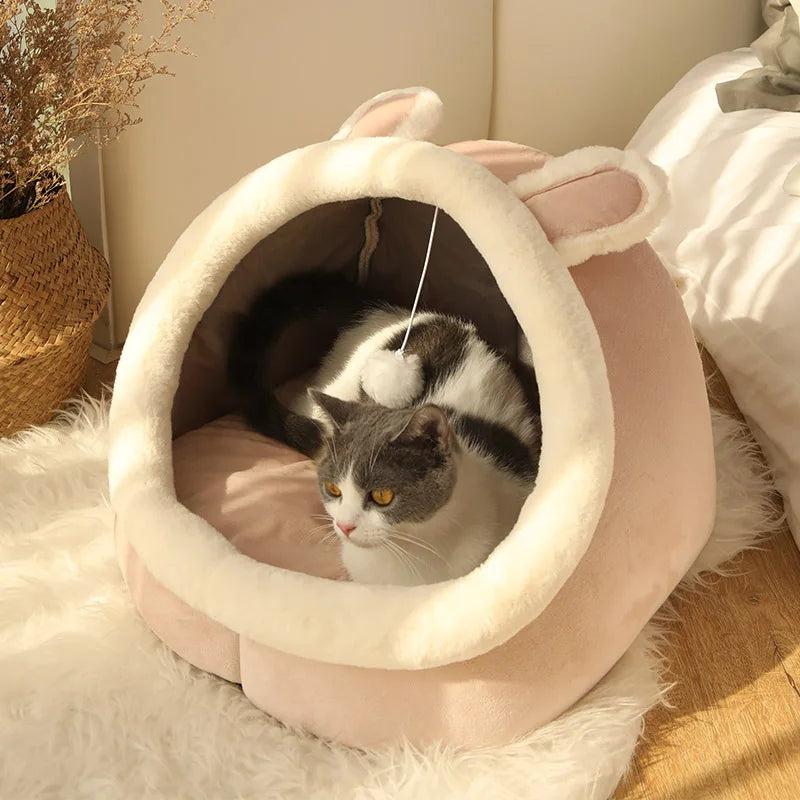 Pet Tent Cave Bed for Cats Small Dogs Self-Warming Cat Tent