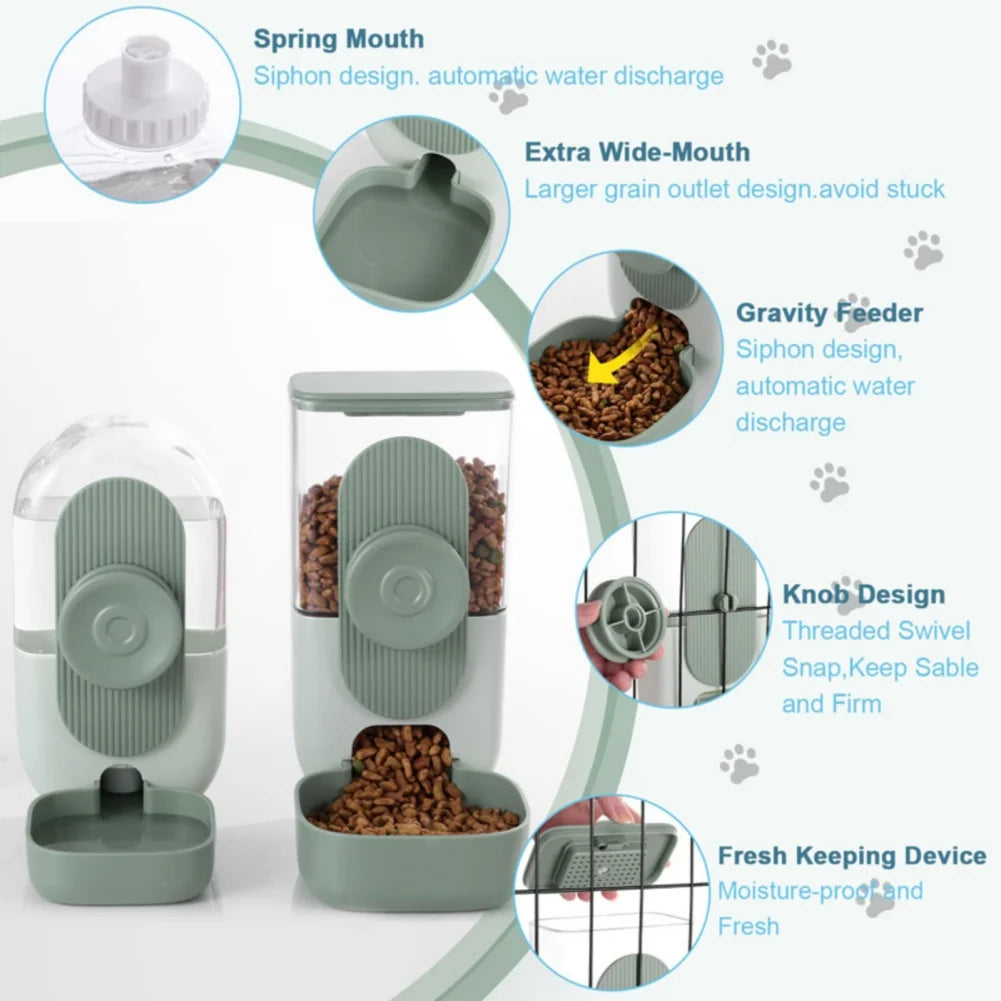 Automatic Pet Feeder Cage Hanging Bowl Water Bottle Food