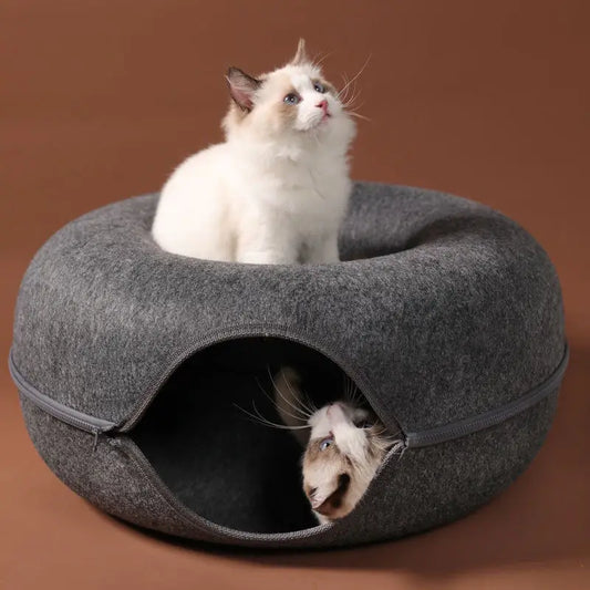 Donut Cat Bed Pet Cat Tunnel Interactive Game Toy Cat Bed